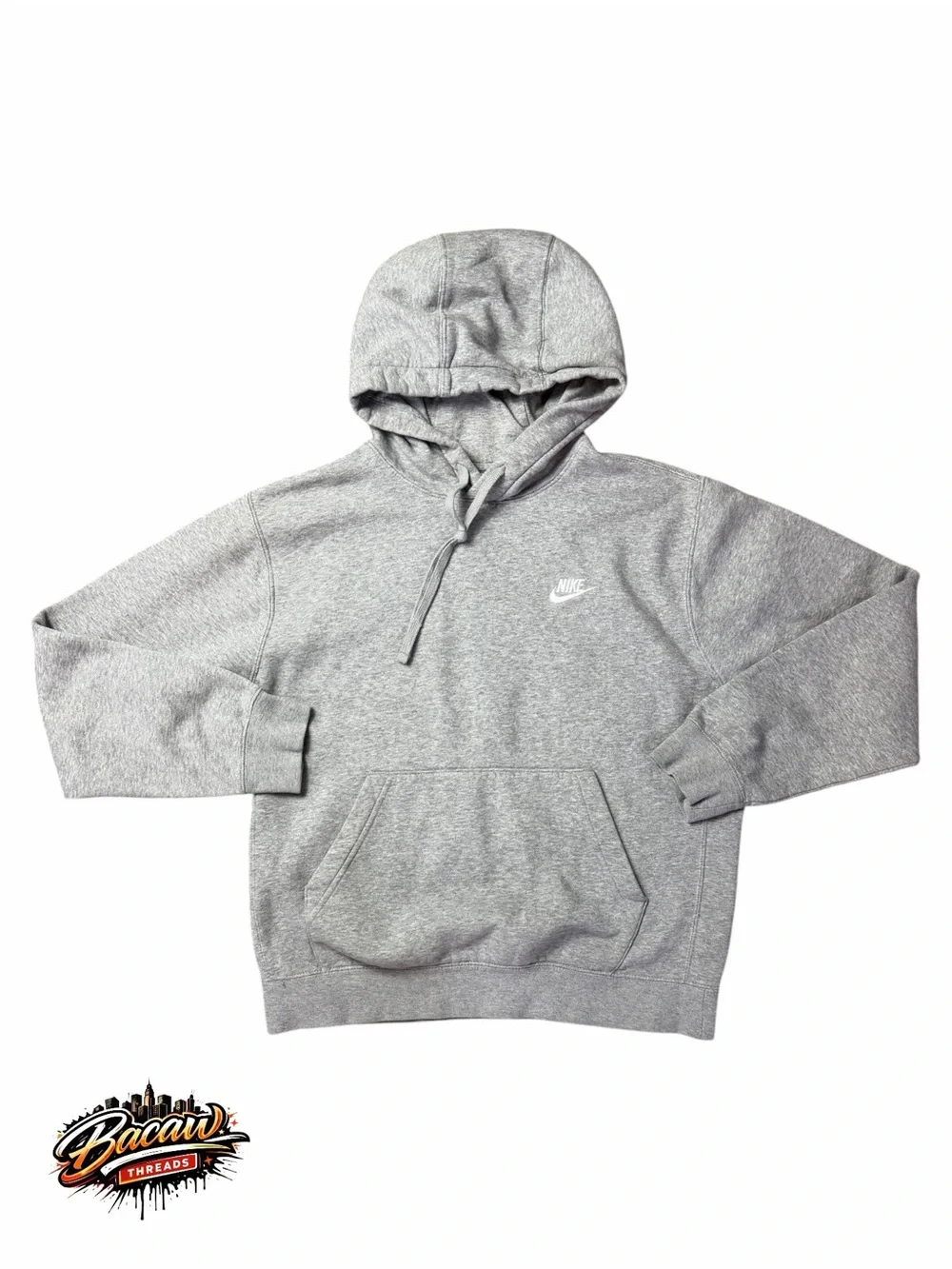 Nike Sportswear Club Fleece Kids Small Gray Pullover Hoodie